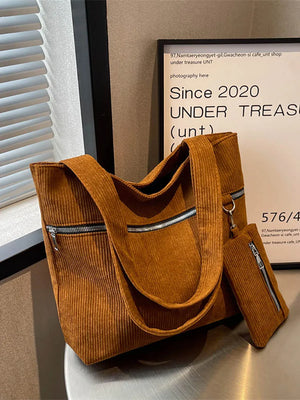 Casual Tote Bag Large Capacity Corduroy Women's Handbag