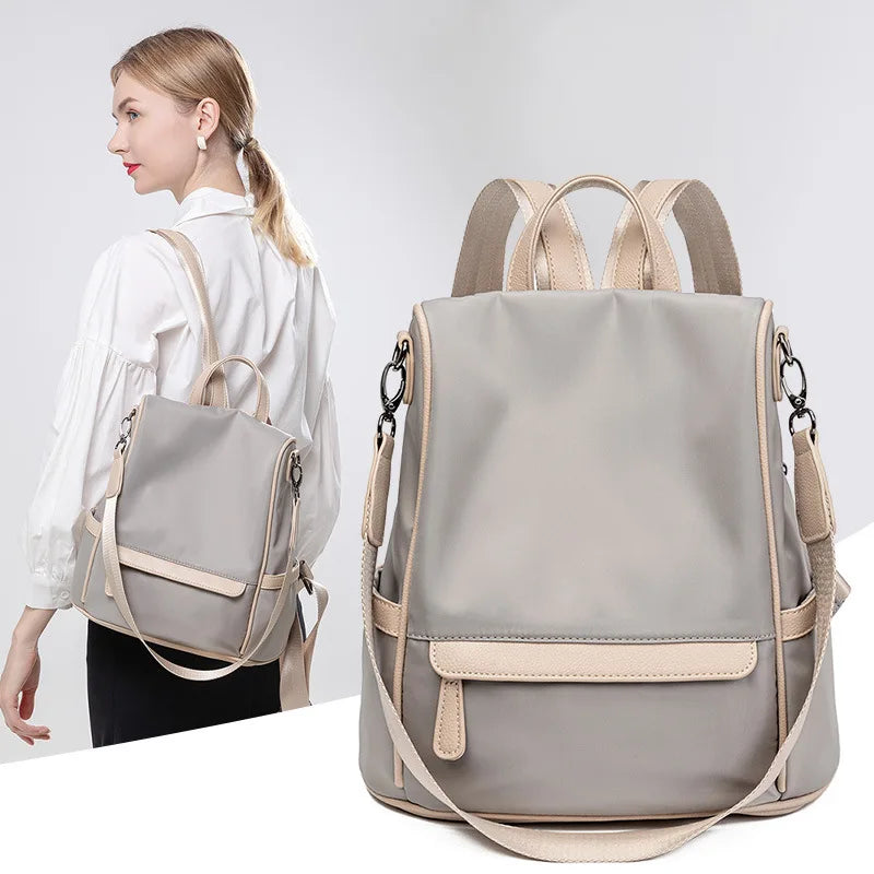 Casual Travel Backpack for Women Waterproof Nylon Anti-theft School Bag