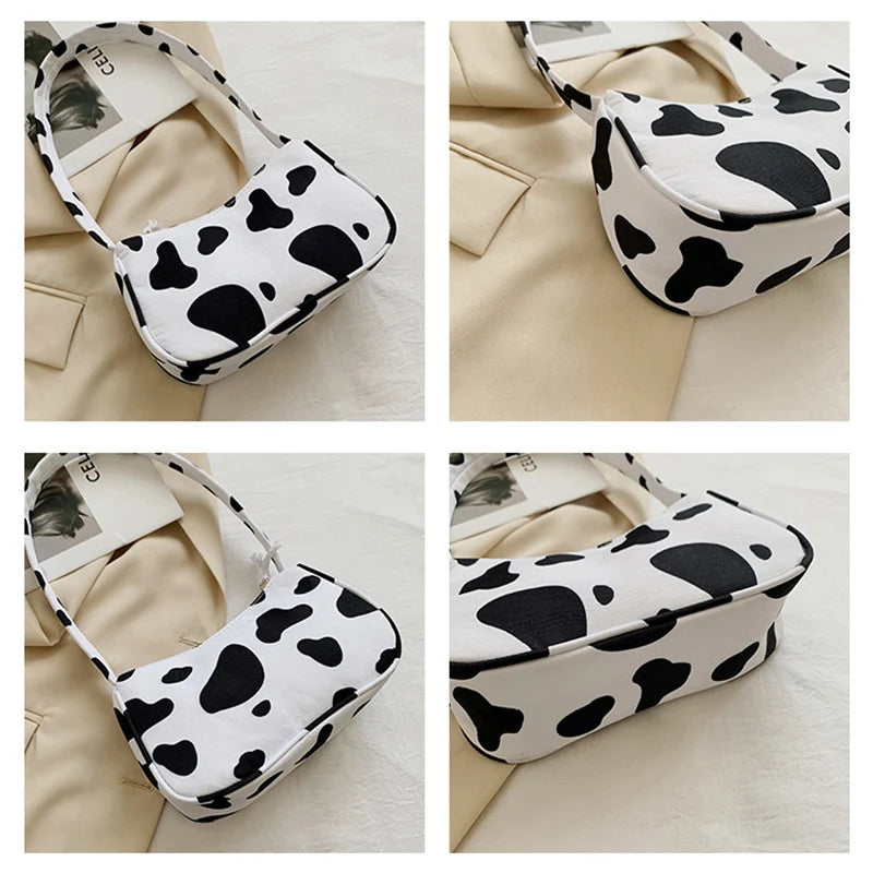Leopard Print Shoulder Bag Women Canvas Handbag Purse