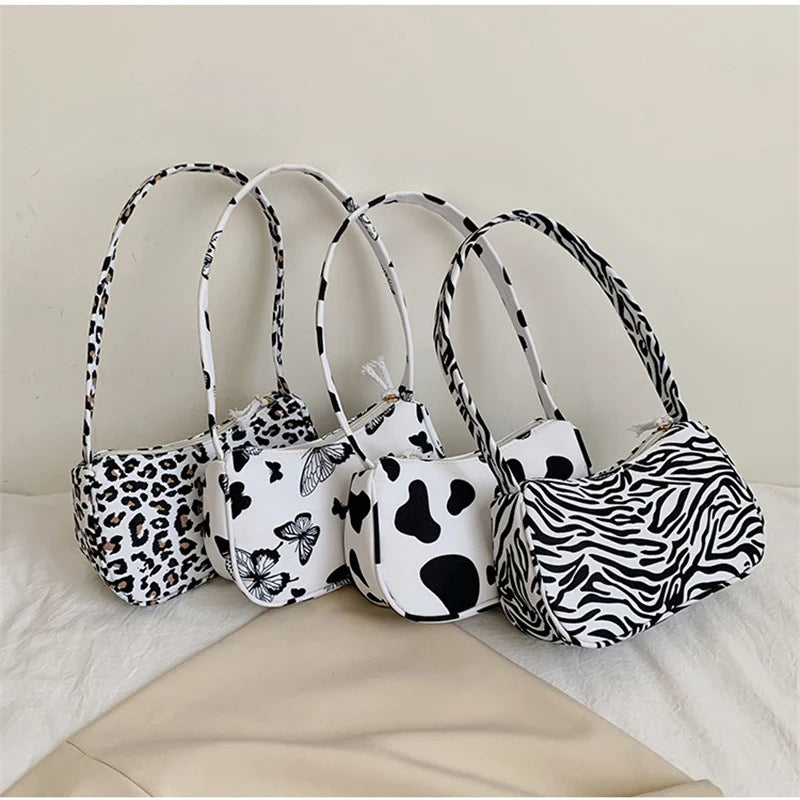 Leopard Print Shoulder Bag Women Canvas Handbag Purse