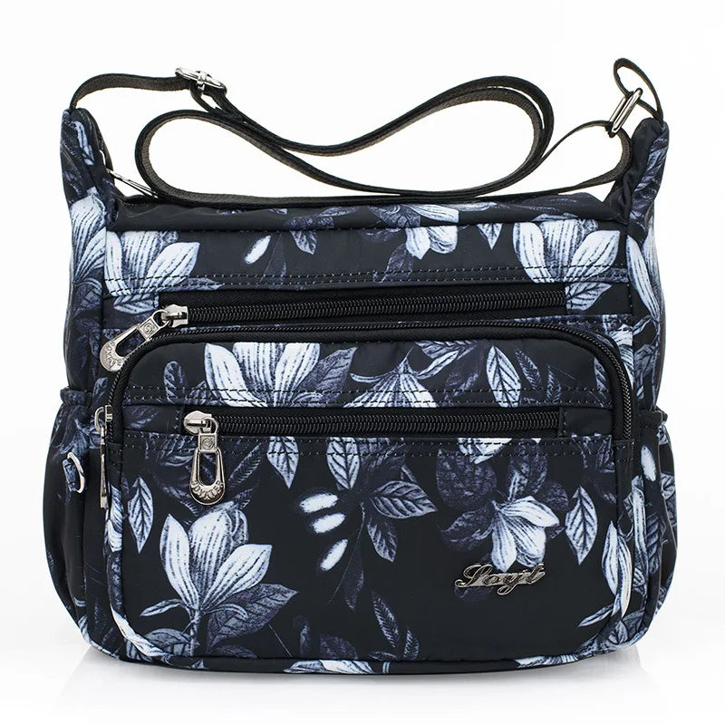 Casual Lightweight Nylon Shoulder Bag Women Waterproof Print Messenger Bag