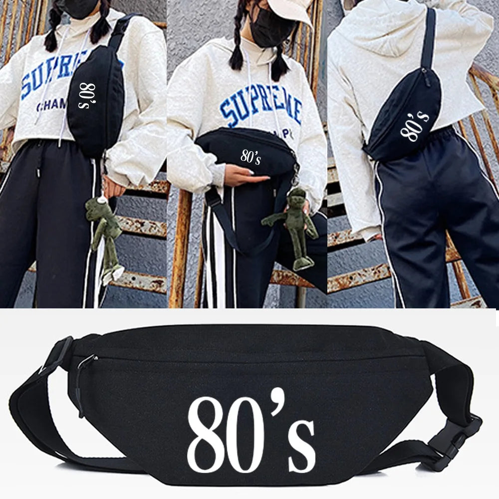 Casual Waist Bag 70 Years Print Crossbody Shoulder Bag Travel Fitness Fanny Bag