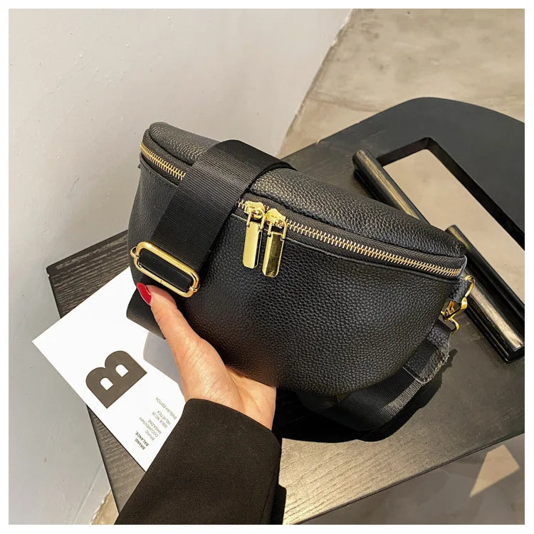Casual Waist Bag Women Chest Bag Shoulder Bags Female PU Leather