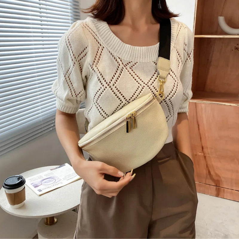 Casual Waist Bag Women Chest Bag Shoulder Bags Female PU Leather