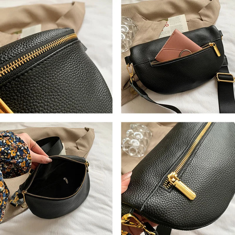 Casual Waist Bag Women Chest Bag Shoulder Bags Female PU Leather