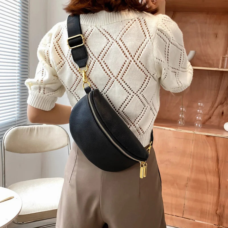 Casual Waist Bag Women Chest Bag Shoulder Bags Female PU Leather