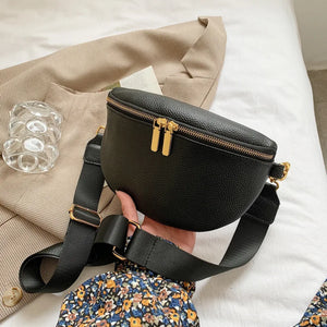 Casual Leather Waist Bag for Women, Travel Small Chest Bag
