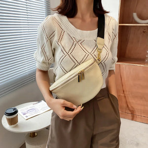 Casual Leather Waist Bag for Women, Travel Small Chest Bag