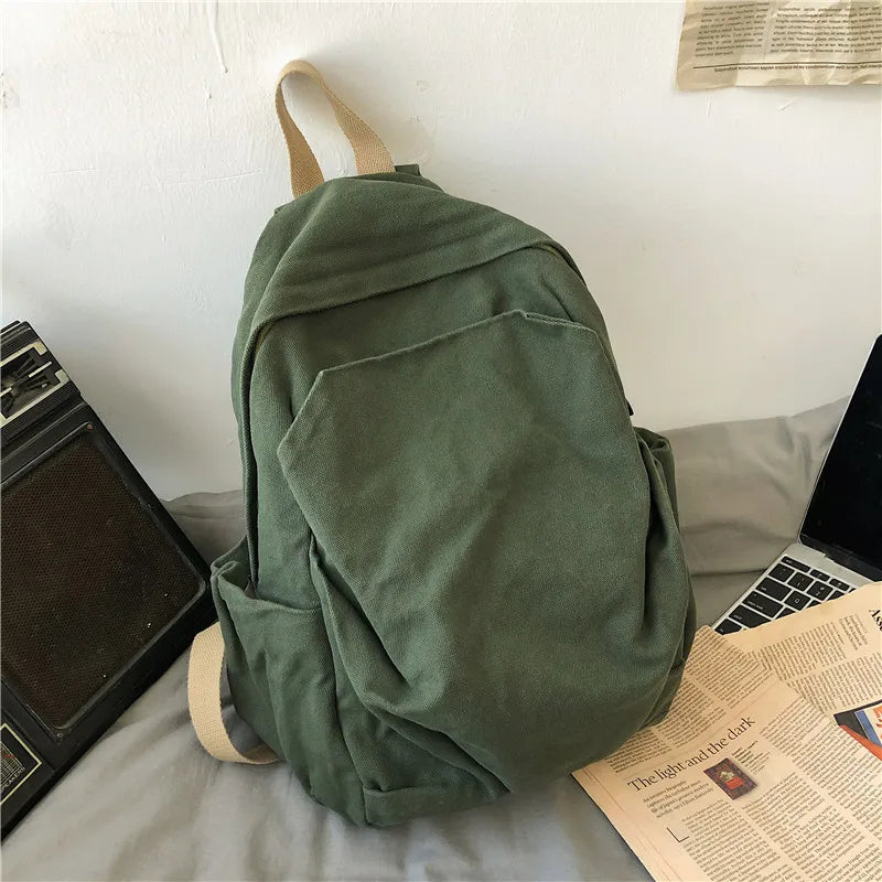 Casual Canvas Backpack Large-capacity Business Student Laptop Bag