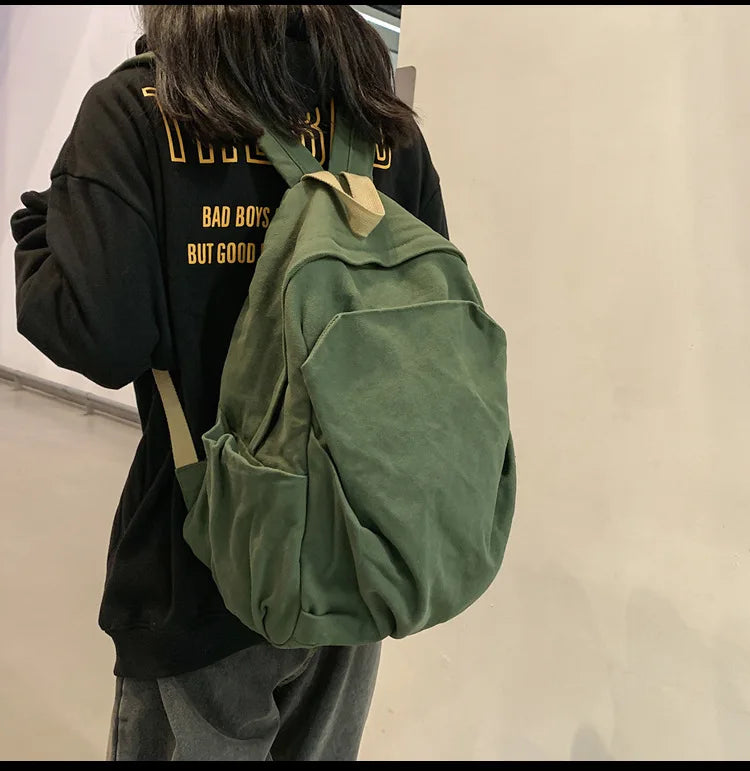 Casual Canvas Backpack Large-capacity Business Student Laptop Bag