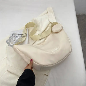 Casual Women Armpit Messenger Bag Nylon Shoulder Bag Solid Female Dumplings Bags