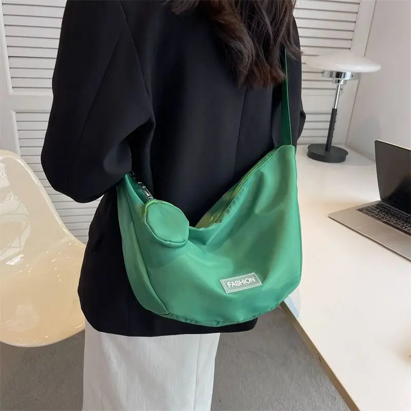 Casual Women Armpit Messenger Bag Nylon Shoulder Bag Solid Female Dumplings Bags