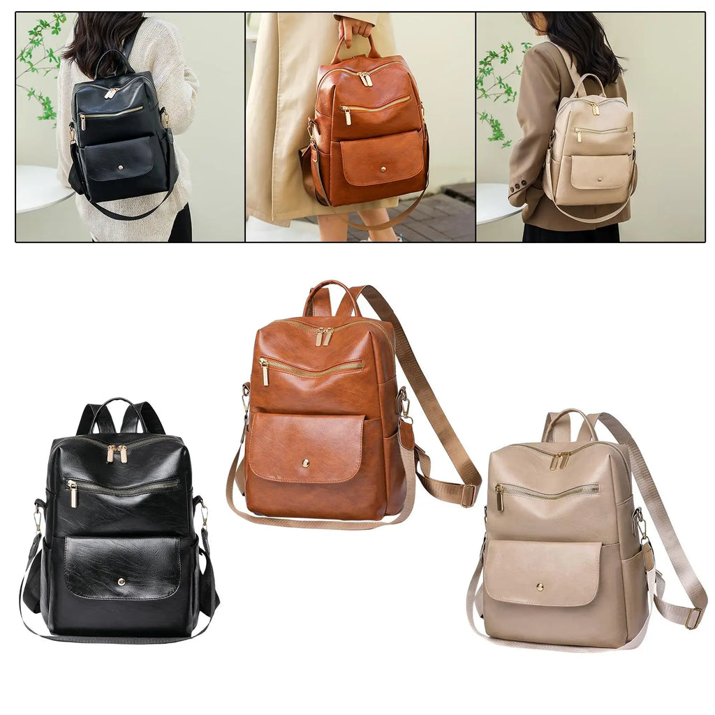 Casual Women Backpack Girls Shoulder Bag PU Ladies Multipurpose Travel Pocket Da