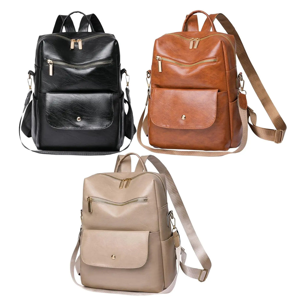 Casual Women Backpack Girls Shoulder Bag PU Ladies Multipurpose Travel Pocket Da