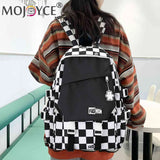 Casual Women Backpack Large Capacity Travel Daypack Plaid Girl Rucksack