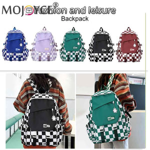 Casual Women Backpack Large Capacity Travel Daypack Plaid Girl Rucksack