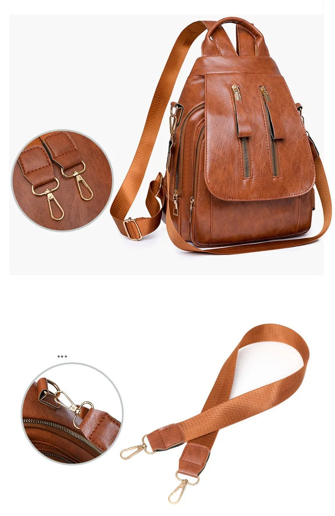 Casual Women Backpack PU Leather School Bag Backpack for Teenager Girls Rucksack