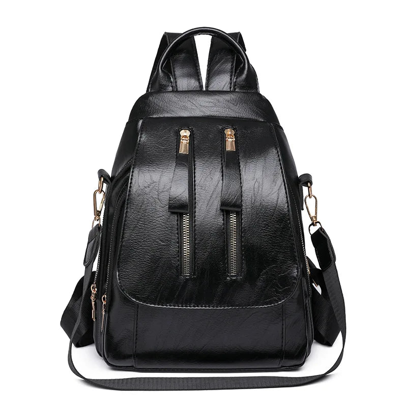 Casual Women Backpack PU Leather School Bag Backpack for Teenager Girls Rucksack