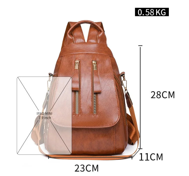 Casual Women Backpack PU Leather School Bag Backpack for Teenager Girls Rucksack