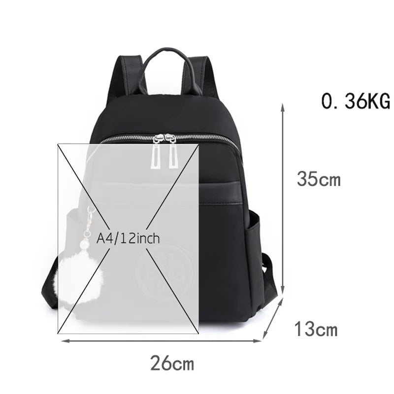 Casual Women Backpack Purse Anti-theft Oxford Rucksack Mochila Hairball Tassel