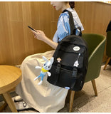 Casual Canvas Backpacks with Rabbit Pendant for Students Girls