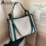Casual Women Canvas Handbags High Ladies Large Capacity Shoulder Tote Bag Chain