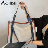 Casual Women Canvas Handbags High Ladies Large Capacity Shoulder Tote Bag Chain
