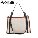 Casual Women Canvas Handbags High Ladies Large Capacity Shoulder Tote Bag Chain