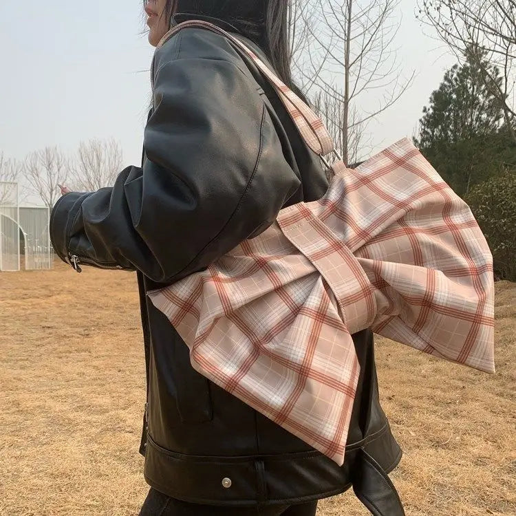 Casual Women Canvas Shoulder Bags Large Capacity Ladies Bowknot Crossbody Bags