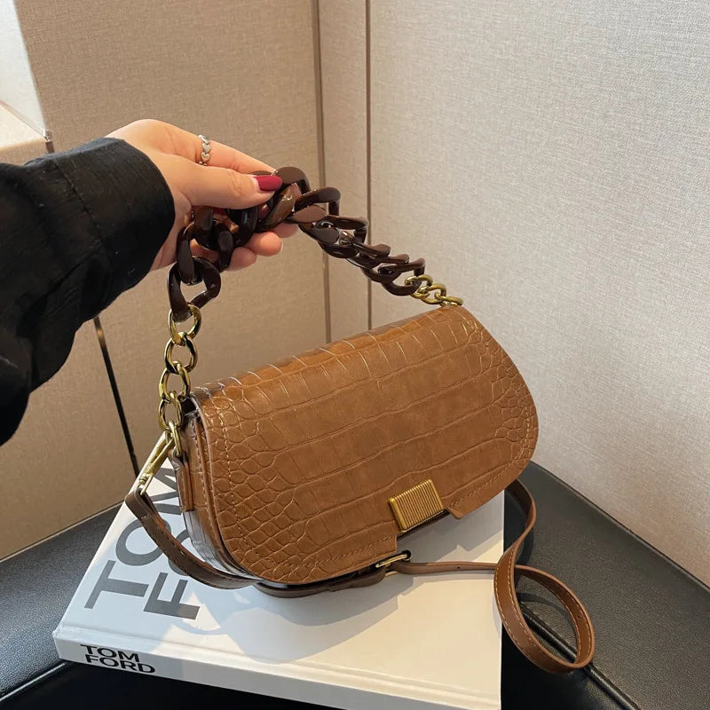 Casual Women Chain Pu Leather Handbags High Ladies Small Shoulder Crossbody Bags