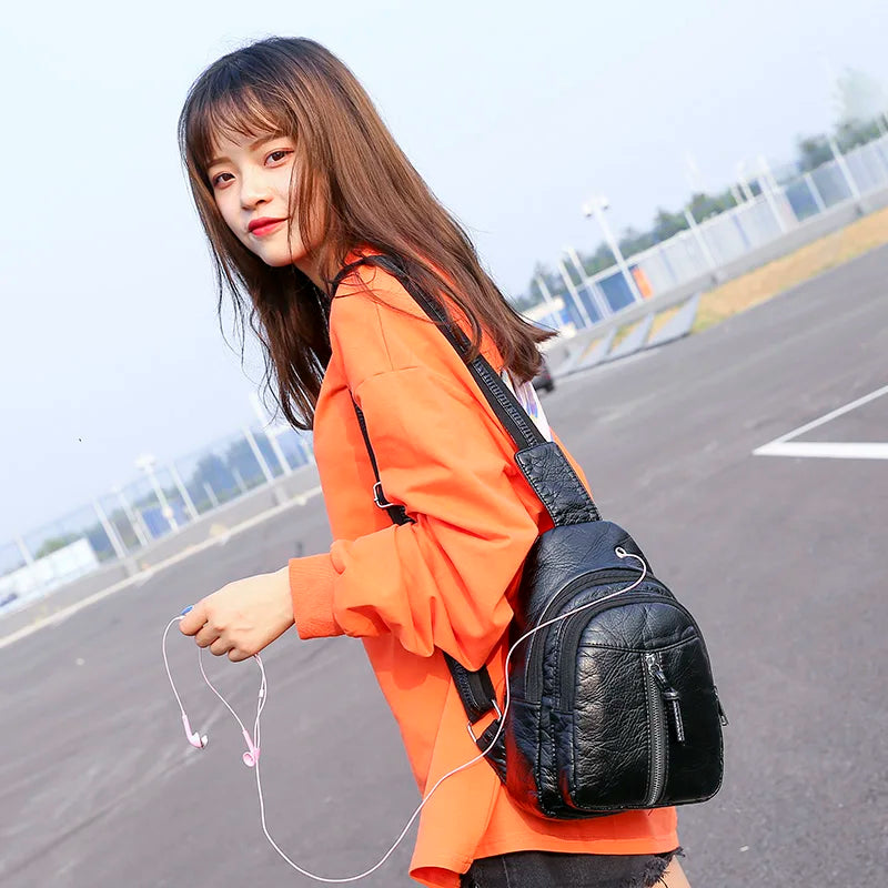 Casual Women Chest Bags Soft PU Leather Female Crossbody Shoulder Bag