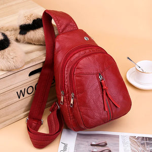 Casual Women Chest Bags Soft PU Leather Female Crossbody Shoulder Bag