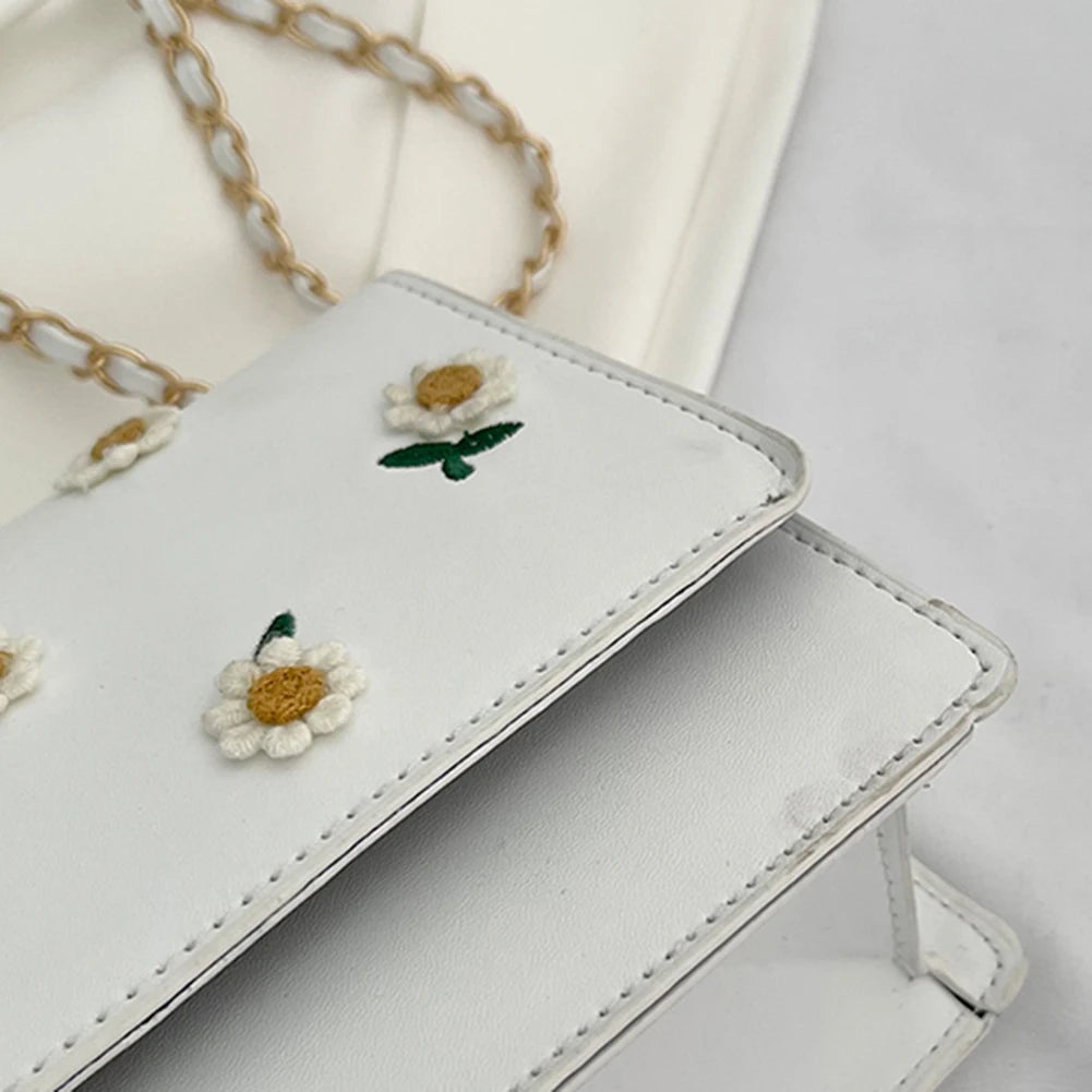 Casual Women Flower Printing Shoulder Bags Small PU Leather