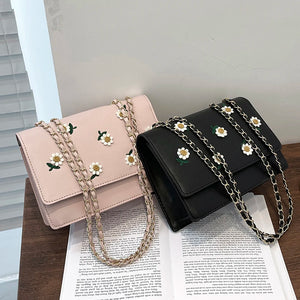 Casual Women Flower Printing Shoulder Bags Small PU Leather