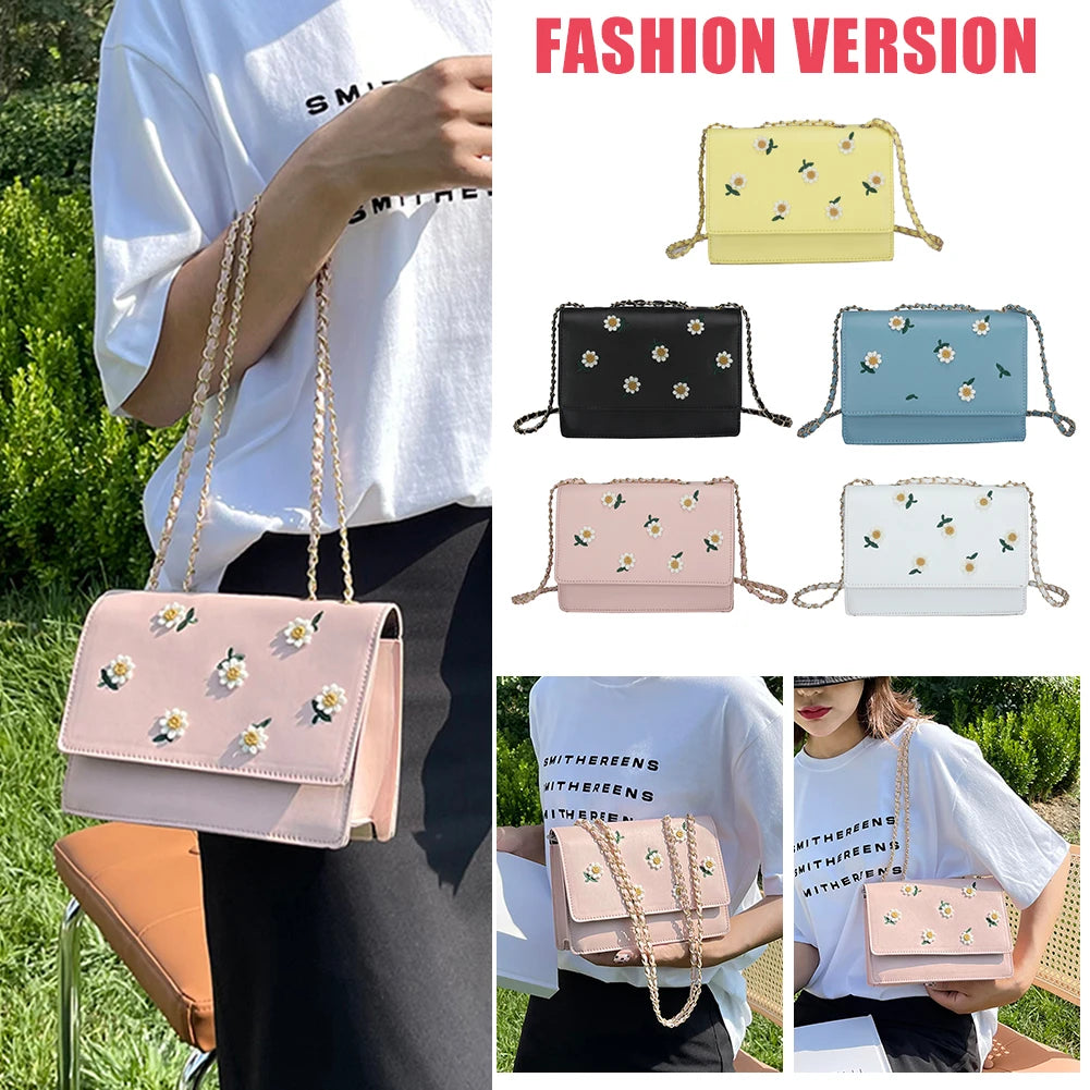 Casual Women Flower Printing Shoulder Bags Small PU Leather