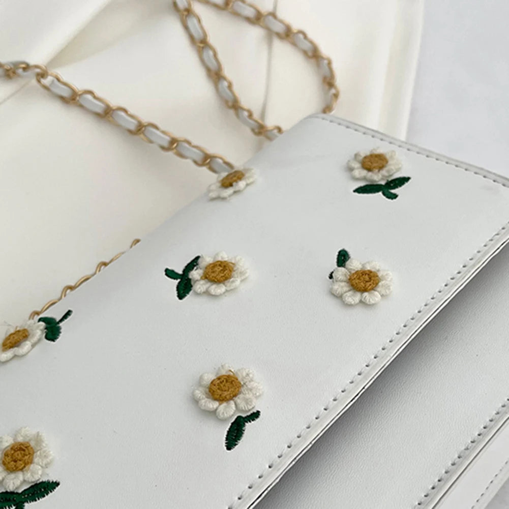 Casual Women Flower Printing Shoulder Bags Small PU Leather