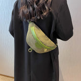Casual Women Green Brown Corduroy Crossbody Bag Retro Lady Fanny Waist Pack Bags