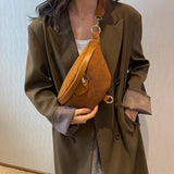 Casual Women Green Brown Corduroy Crossbody Bag Retro Lady Fanny Waist Pack Bags