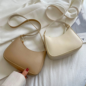 Casual Women Hobos Handbags Retro Solid PU Leather Shoulder Underarm Ladies Hand