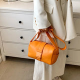 Casual Women Pillow Bag Shoulder Bag Orange Green PU Leather Crossbody Bag