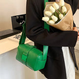 Casual Women Pillow Bag Shoulder Bag Orange Green PU Leather Crossbody Bag