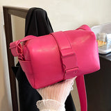 Casual Women Pillow Bag Shoulder Bag Orange Green PU Leather Crossbody Bag