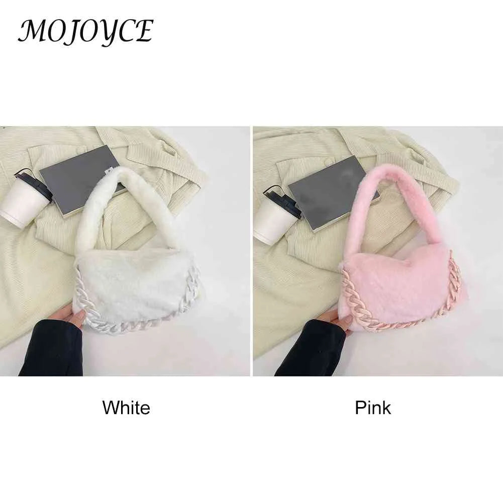 Soft Plush Shoulder Bag with Chain Handle