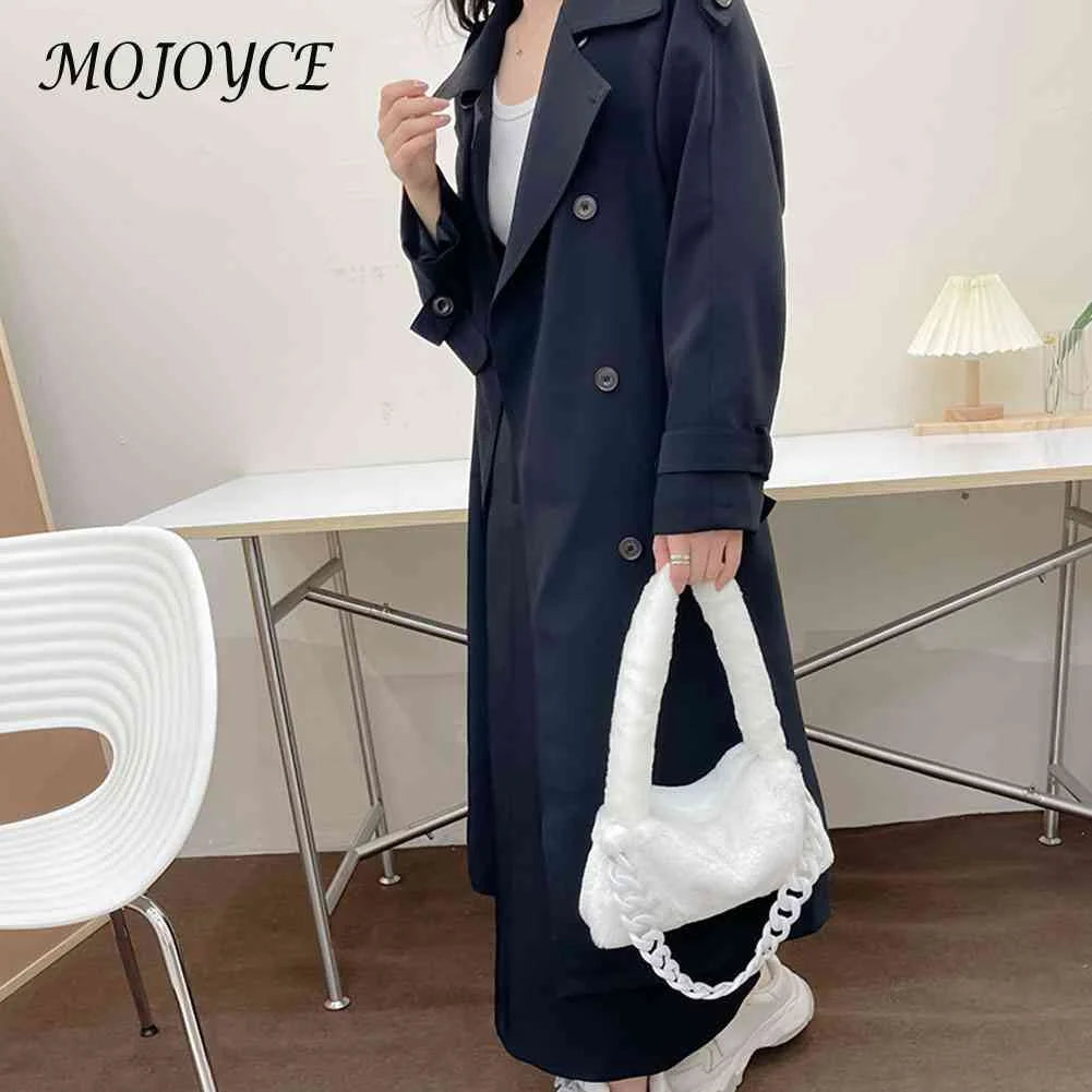 Soft Plush Shoulder Bag with Chain Handle