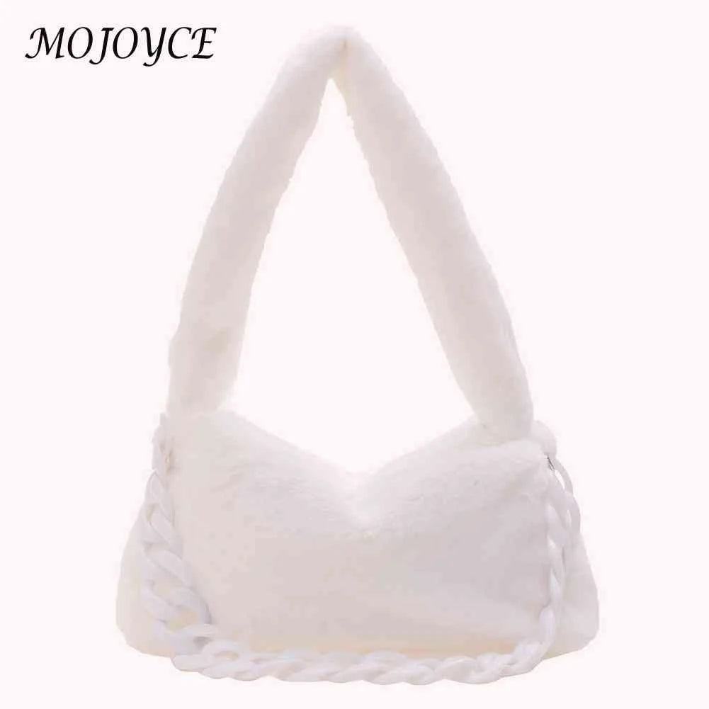 Soft Plush Shoulder Bag with Chain Handle