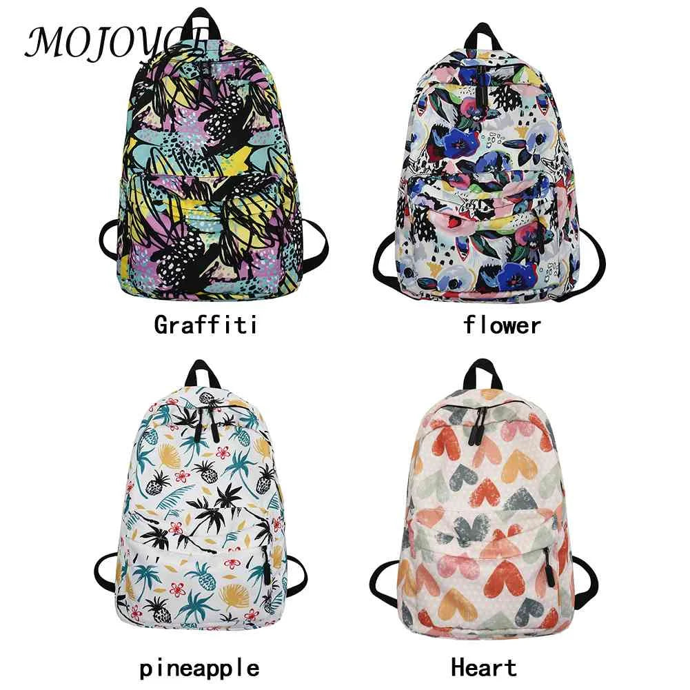 Casual Women Print Handbag Preppy Style Cartoon Graffiti Large Capacity Backpack