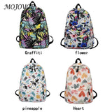 Casual Women Print Handbag Preppy Style Cartoon Graffiti Large Capacity Backpack