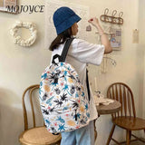 Casual Women Print Handbag Preppy Style Cartoon Graffiti Large Capacity Backpack