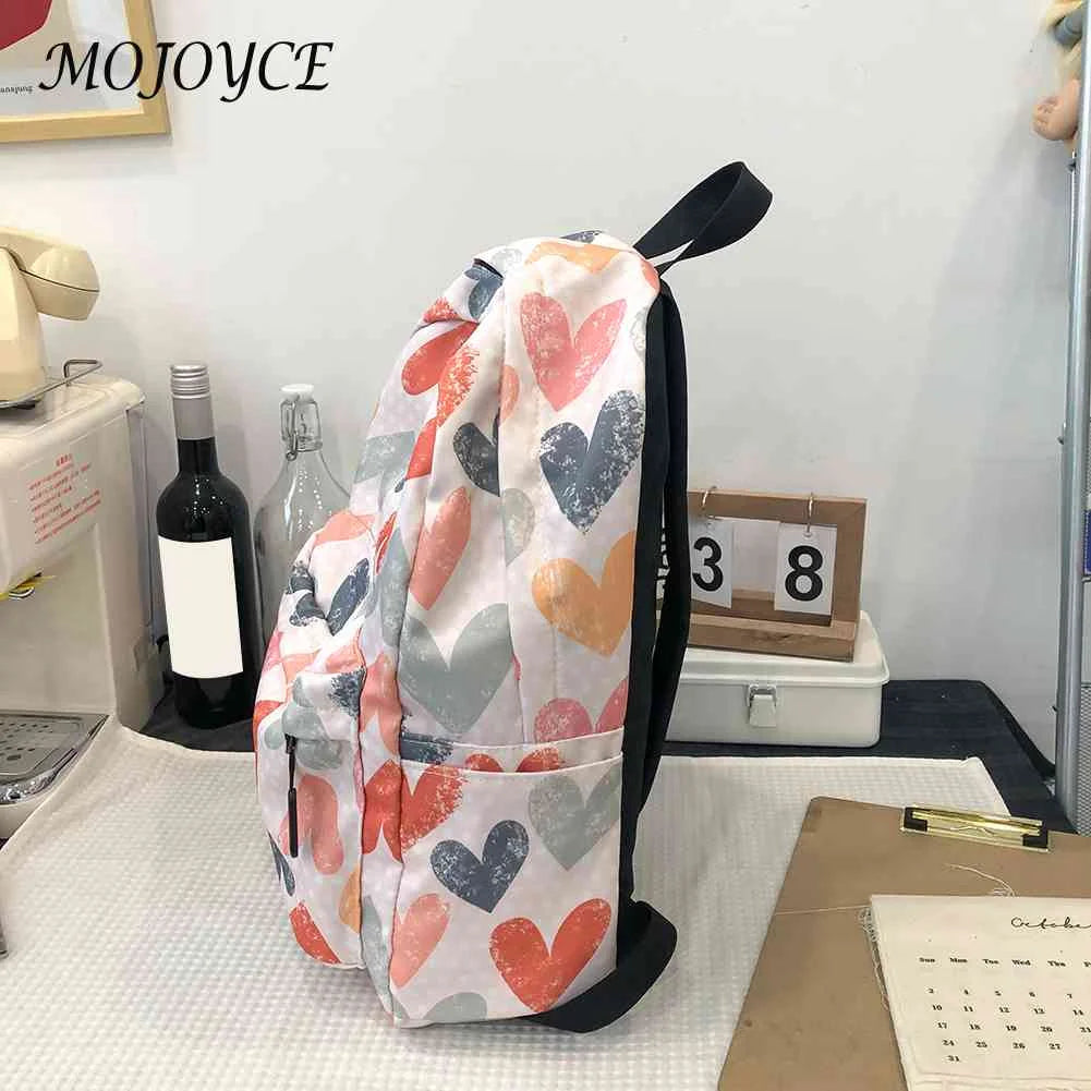 Casual Women Print Handbag Preppy Style Cartoon Graffiti Large Capacity Backpack