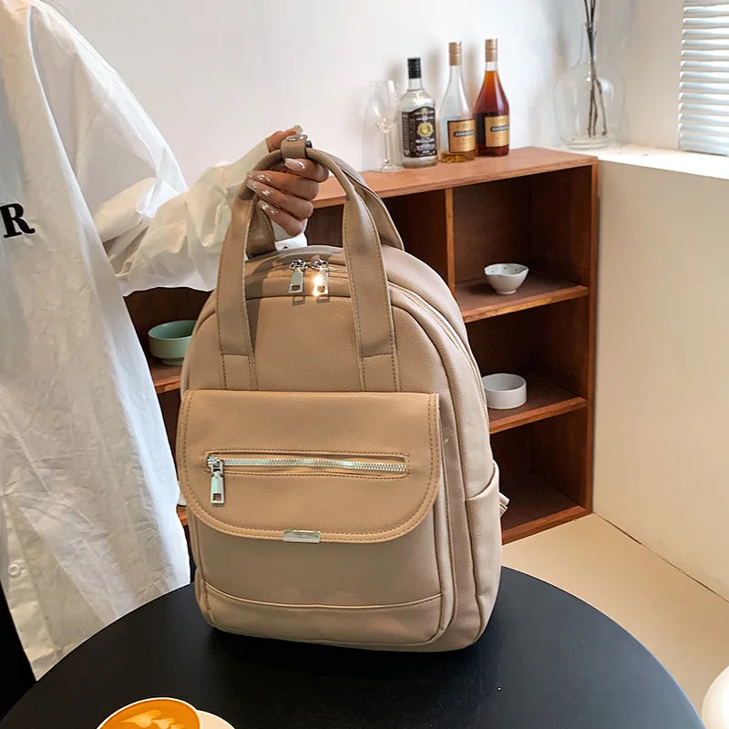 Casual Women Pu Leather Backpacks High Ladies Large Capacity Shoulder Travel Bag